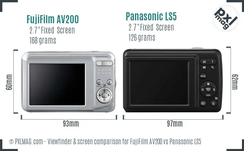 FujiFilm AV200 vs Panasonic LS5 Screen and Viewfinder comparison