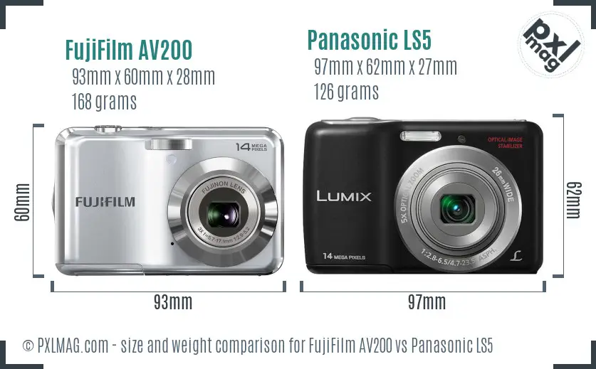 FujiFilm AV200 vs Panasonic LS5 size comparison