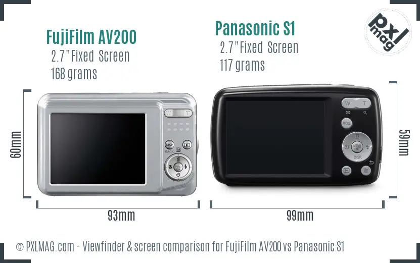 FujiFilm AV200 vs Panasonic S1 Screen and Viewfinder comparison