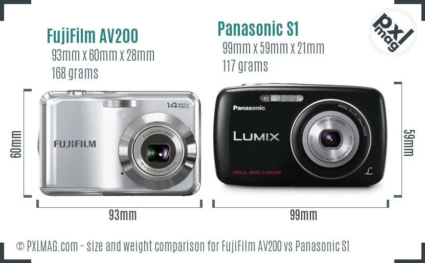 FujiFilm AV200 vs Panasonic S1 size comparison