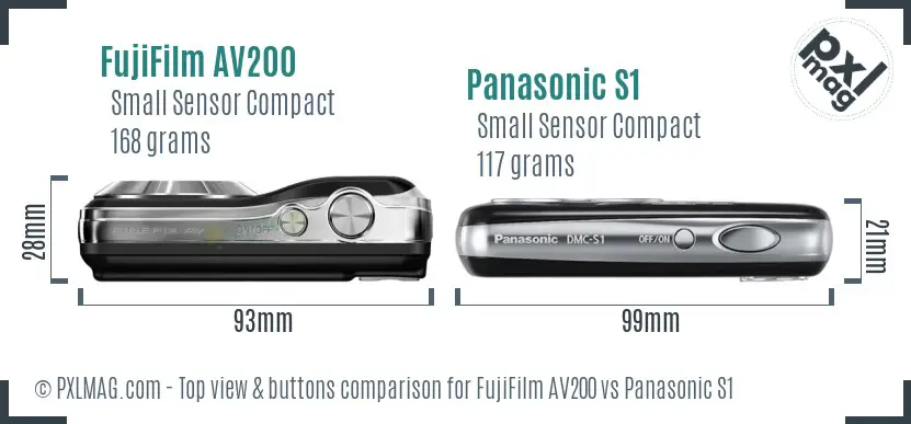 FujiFilm AV200 vs Panasonic S1 top view buttons comparison