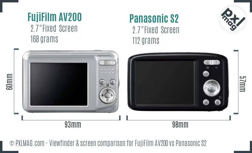 FujiFilm AV200 vs Panasonic S2 Screen and Viewfinder comparison