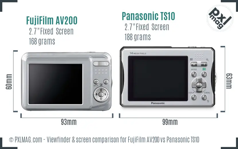 FujiFilm AV200 vs Panasonic TS10 Screen and Viewfinder comparison FujiFilm AV200 vs Panasonic TS10 Screen and Viewfinder comparison