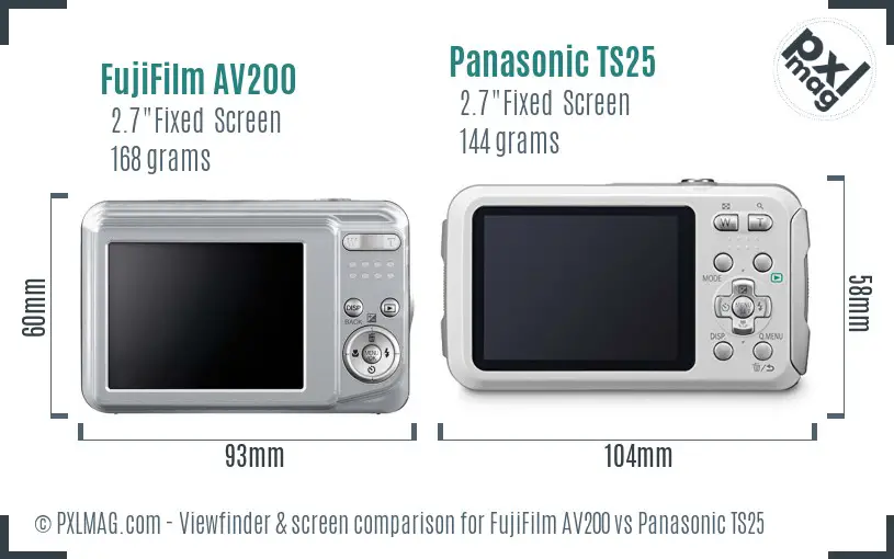 FujiFilm AV200 vs Panasonic TS25 Screen and Viewfinder comparison FujiFilm AV200 vs Panasonic TS25 Screen and Viewfinder comparison