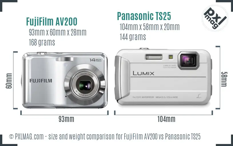 FujiFilm AV200 vs Panasonic TS25 size comparison FujiFilm AV200 vs Panasonic TS25 size comparison