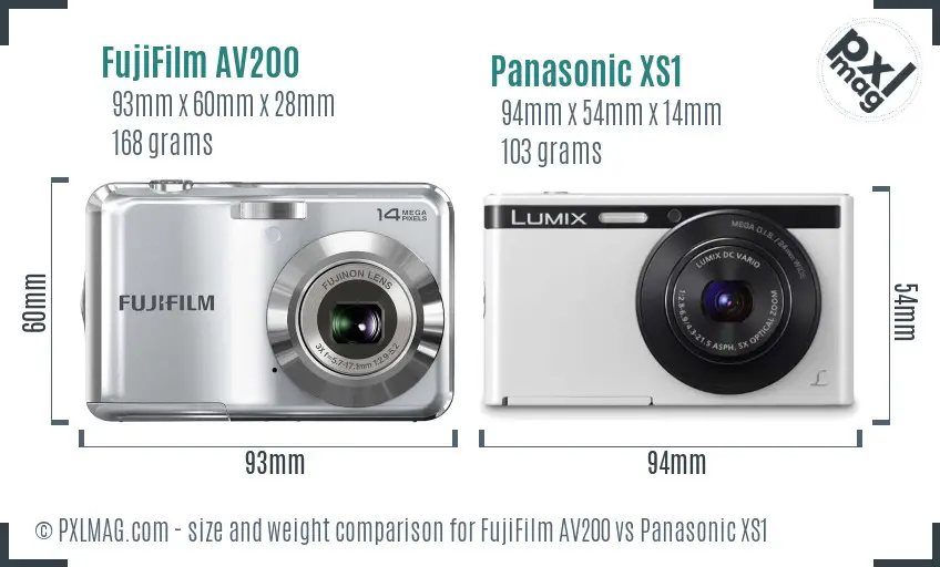 FujiFilm AV200 vs Panasonic XS1 size comparison