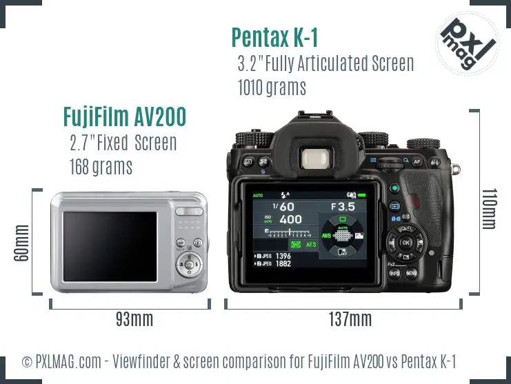 FujiFilm AV200 vs Pentax K-1 Screen and Viewfinder comparison FujiFilm AV200 vs Pentax K-1 Screen and Viewfinder comparison