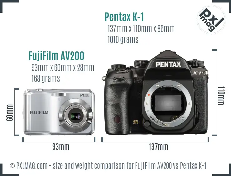 FujiFilm AV200 vs Pentax K-1 size comparison FujiFilm AV200 vs Pentax K-1 size comparison