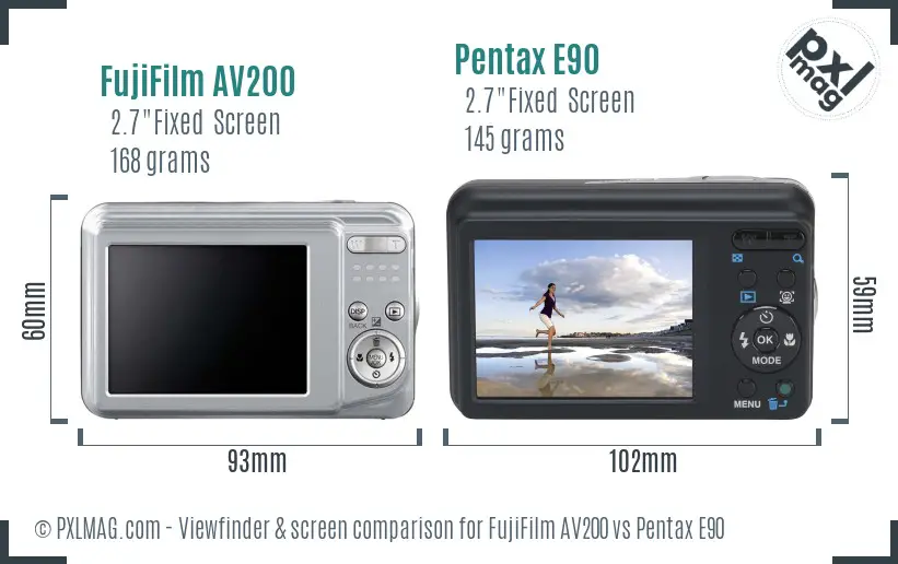 FujiFilm AV200 vs Pentax E90 Screen and Viewfinder comparison FujiFilm AV200 vs Pentax E90 Screen and Viewfinder comparison