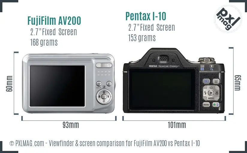FujiFilm AV200 vs Pentax I-10 Screen and Viewfinder comparison FujiFilm AV200 vs Pentax I-10 Screen and Viewfinder comparison