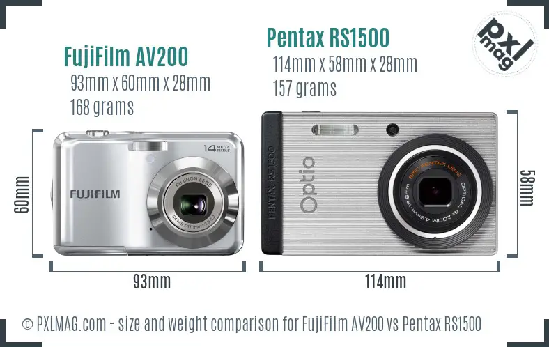 FujiFilm AV200 vs Pentax RS1500 size comparison FujiFilm AV200 vs Pentax RS1500 size comparison