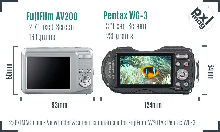 FujiFilm AV200 vs Pentax WG-3 Screen and Viewfinder comparison FujiFilm AV200 vs Pentax WG-3 Screen and Viewfinder comparison