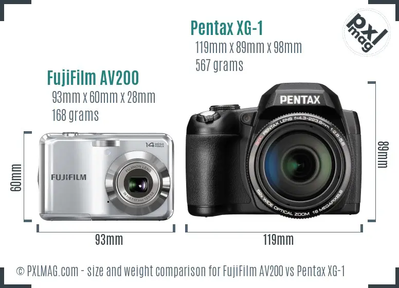FujiFilm AV200 vs Pentax XG-1 size comparison FujiFilm AV200 vs Pentax XG-1 size comparison