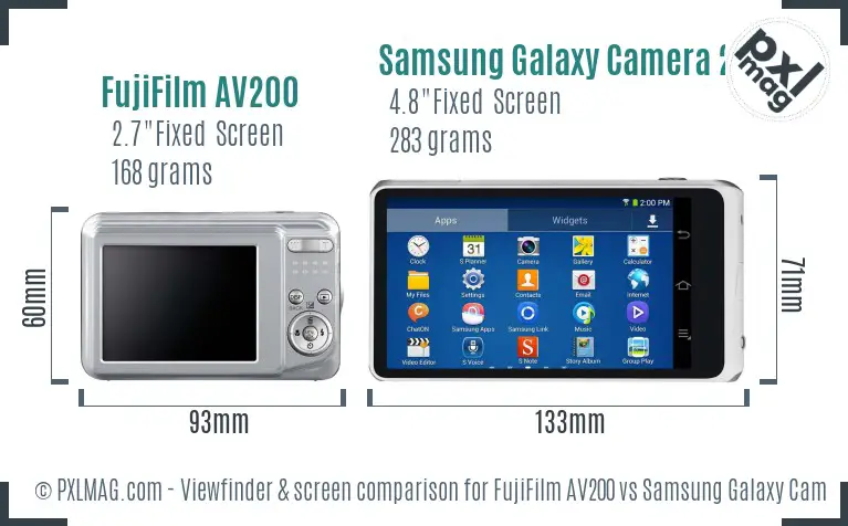 FujiFilm AV200 vs Samsung Galaxy Camera 2 Screen and Viewfinder comparison