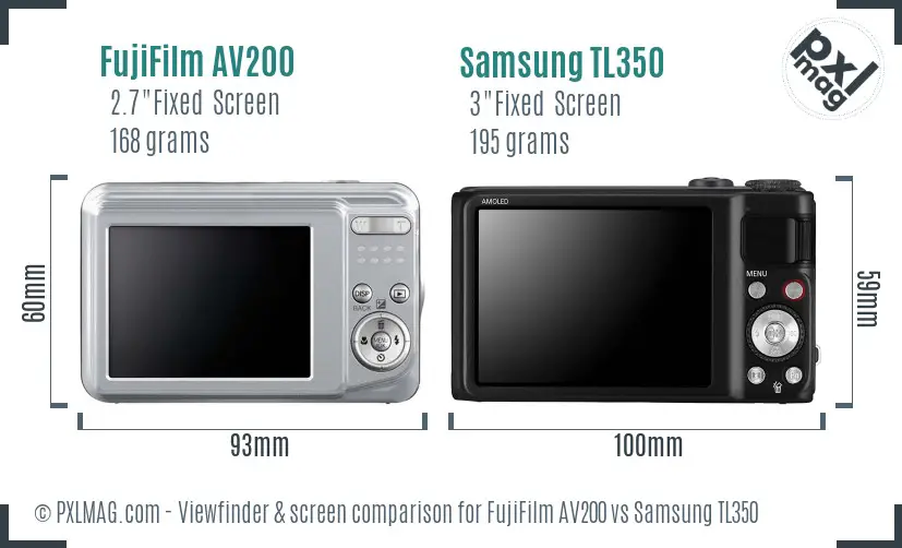 FujiFilm AV200 vs Samsung TL350 Screen and Viewfinder comparison FujiFilm AV200 vs Samsung TL350 Screen and Viewfinder comparison