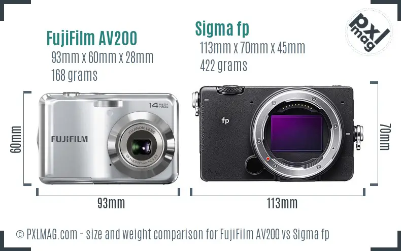 FujiFilm AV200 vs Sigma fp size comparison FujiFilm AV200 vs Sigma fp size comparison