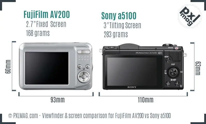 FujiFilm AV200 vs Sony a5100 Screen and Viewfinder comparison FujiFilm AV200 vs Sony a5100 Screen and Viewfinder comparison