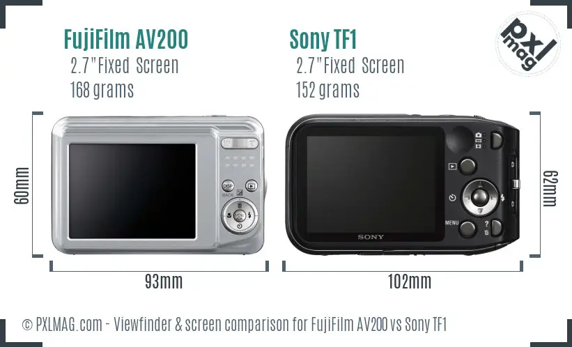 FujiFilm AV200 vs Sony TF1 Screen and Viewfinder comparison