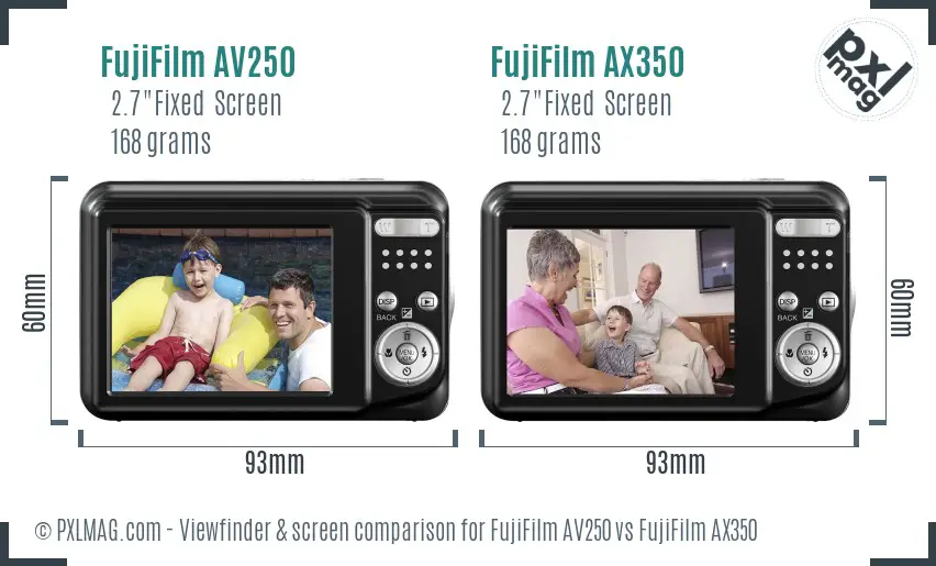 FujiFilm AV250 vs FujiFilm AX350 Screen and Viewfinder comparison