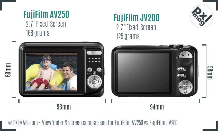 FujiFilm AV250 vs FujiFilm JV200 Screen and Viewfinder comparison FujiFilm AV250 vs FujiFilm JV200 Screen and Viewfinder comparison