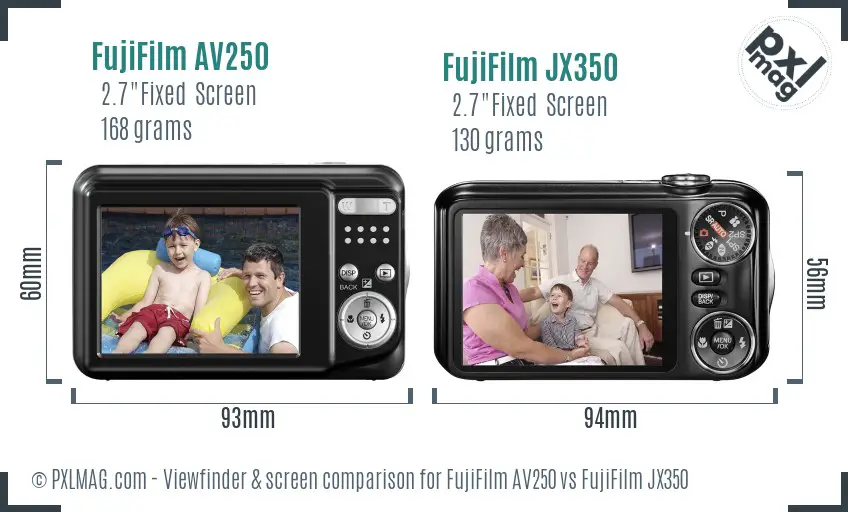 FujiFilm AV250 vs FujiFilm JX350 Screen and Viewfinder comparison FujiFilm AV250 vs FujiFilm JX350 Screen and Viewfinder comparison