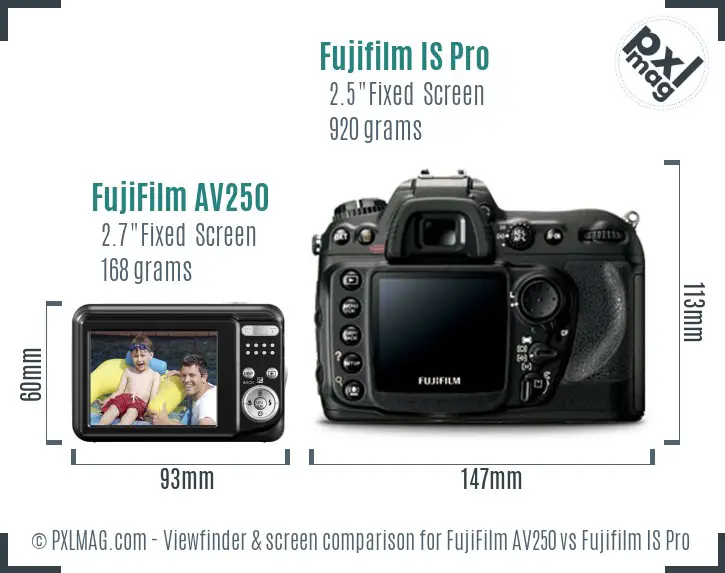 FujiFilm AV250 vs Fujifilm IS Pro Screen and Viewfinder comparison