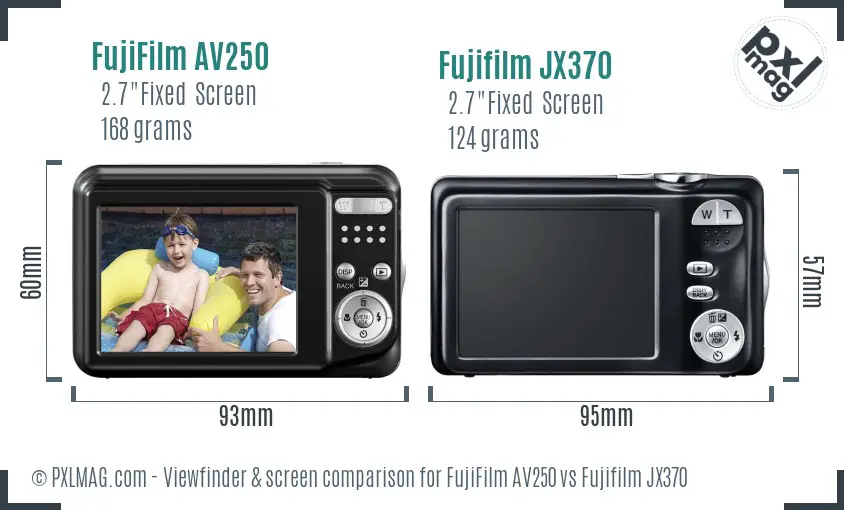 FujiFilm AV250 vs Fujifilm JX370 Screen and Viewfinder comparison