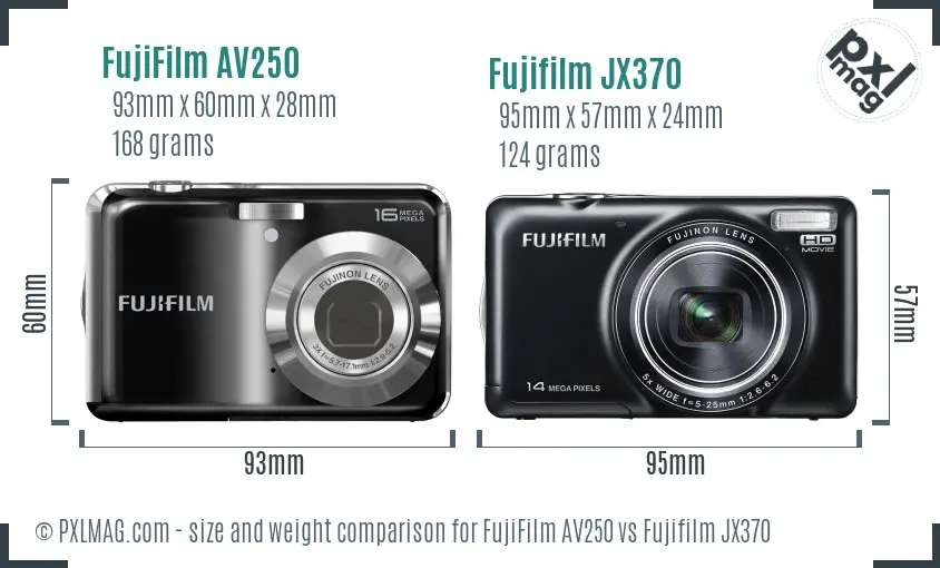 FujiFilm AV250 vs Fujifilm JX370 size comparison