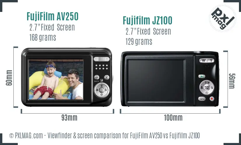 FujiFilm AV250 vs Fujifilm JZ100 Screen and Viewfinder comparison