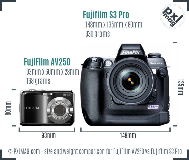 FujiFilm AV250 vs Fujifilm S3 Pro size comparison FujiFilm AV250 vs Fujifilm S3 Pro size comparison