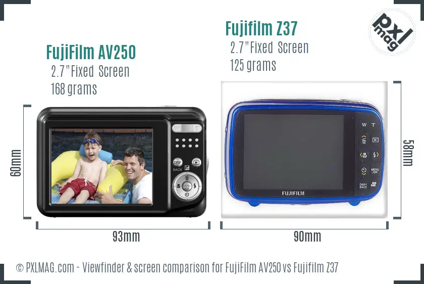 FujiFilm AV250 vs Fujifilm Z37 Screen and Viewfinder comparison