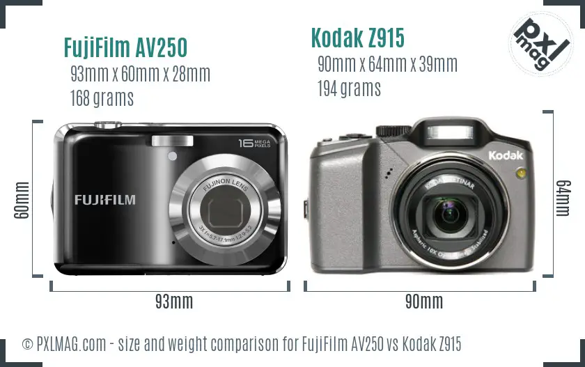 FujiFilm AV250 vs Kodak Z915 size comparison