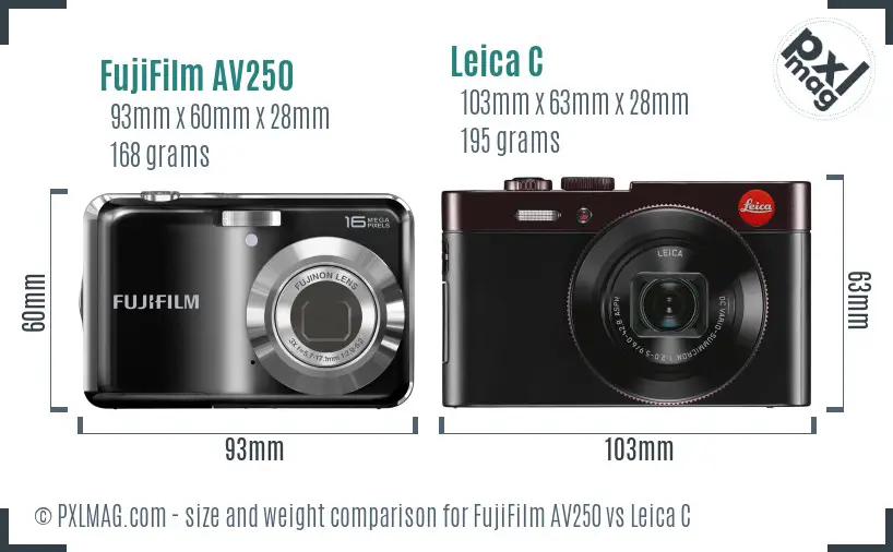 FujiFilm AV250 vs Leica C size comparison