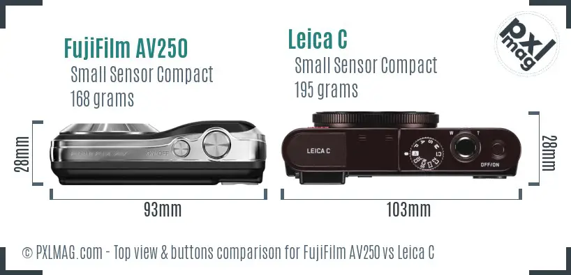FujiFilm AV250 vs Leica C top view buttons comparison