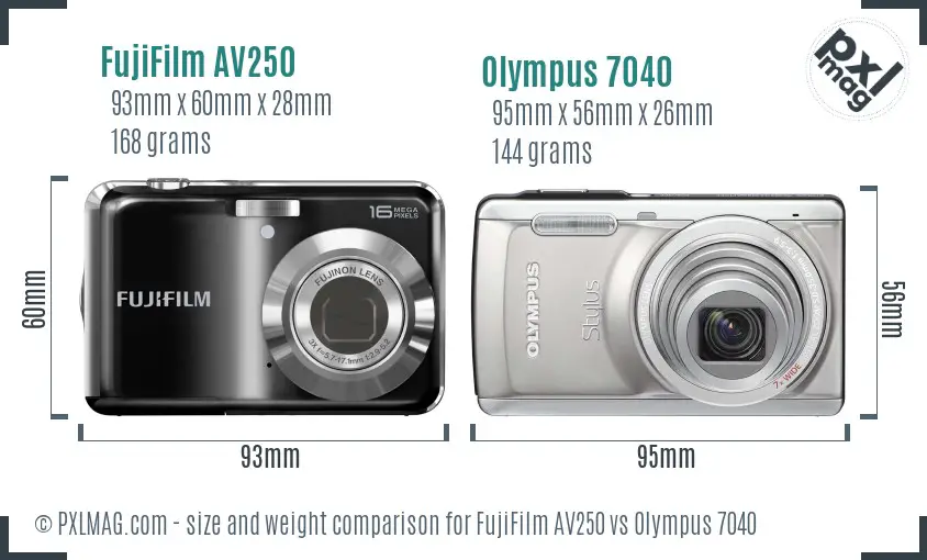 FujiFilm AV250 vs Olympus 7040 size comparison