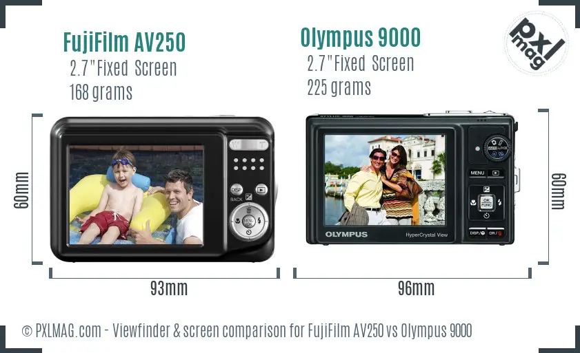 FujiFilm AV250 vs Olympus 9000 Screen and Viewfinder comparison FujiFilm AV250 vs Olympus 9000 Screen and Viewfinder comparison