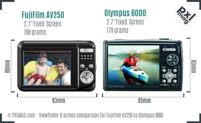 FujiFilm AV250 vs Olympus 6000 Screen and Viewfinder comparison FujiFilm AV250 vs Olympus 6000 Screen and Viewfinder comparison