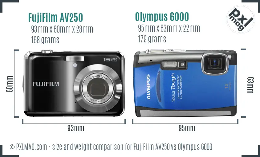 FujiFilm AV250 vs Olympus 6000 size comparison FujiFilm AV250 vs Olympus 6000 size comparison