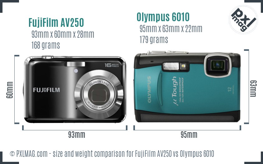 FujiFilm AV250 vs Olympus 6010 size comparison FujiFilm AV250 vs Olympus 6010 size comparison
