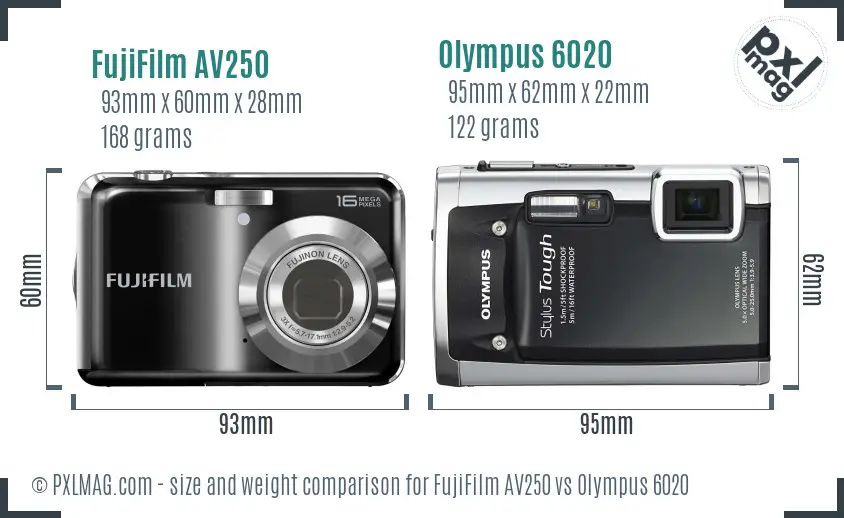 FujiFilm AV250 vs Olympus 6020 size comparison FujiFilm AV250 vs Olympus 6020 size comparison