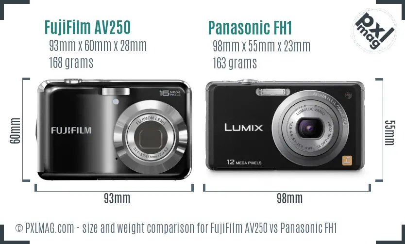 FujiFilm AV250 vs Panasonic FH1 size comparison