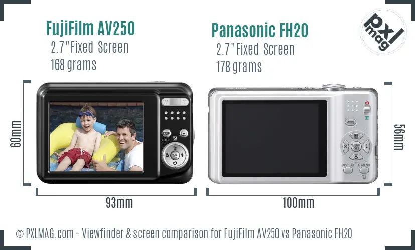 FujiFilm AV250 vs Panasonic FH20 Screen and Viewfinder comparison FujiFilm AV250 vs Panasonic FH20 Screen and Viewfinder comparison