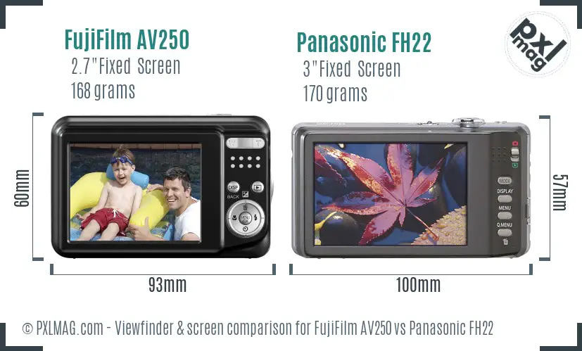 FujiFilm AV250 vs Panasonic FH22 Screen and Viewfinder comparison FujiFilm AV250 vs Panasonic FH22 Screen and Viewfinder comparison