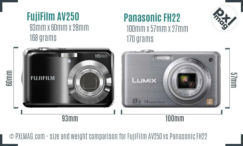 FujiFilm AV250 vs Panasonic FH22 size comparison FujiFilm AV250 vs Panasonic FH22 size comparison