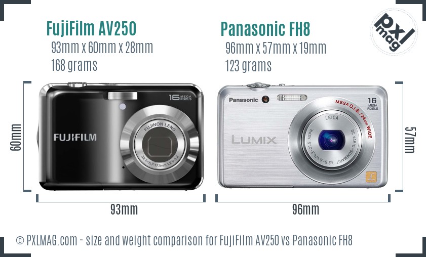 FujiFilm AV250 vs Panasonic FH8 size comparison FujiFilm AV250 vs Panasonic FH8 size comparison