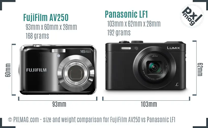 FujiFilm AV250 vs Panasonic LF1 size comparison