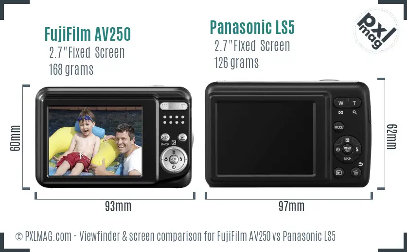 FujiFilm AV250 vs Panasonic LS5 Screen and Viewfinder comparison