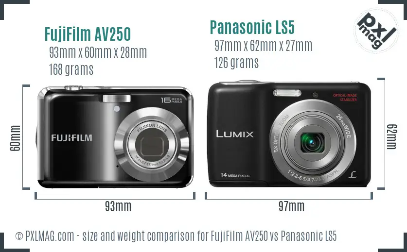 FujiFilm AV250 vs Panasonic LS5 size comparison