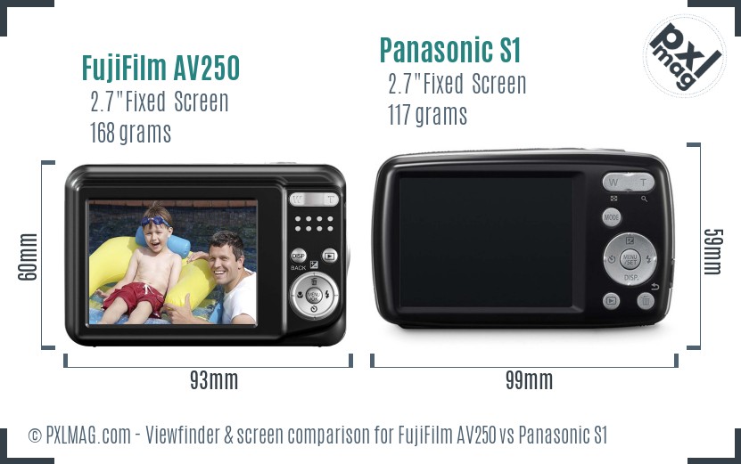 FujiFilm AV250 vs Panasonic S1 Screen and Viewfinder comparison