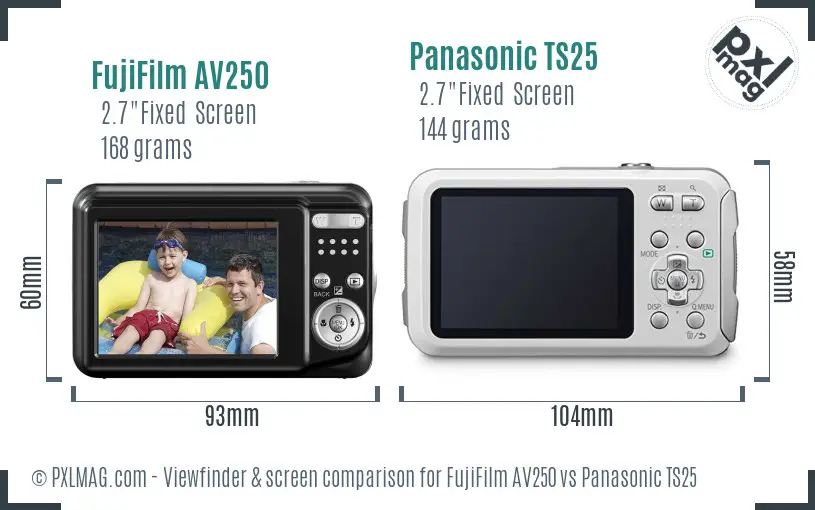 FujiFilm AV250 vs Panasonic TS25 Screen and Viewfinder comparison FujiFilm AV250 vs Panasonic TS25 Screen and Viewfinder comparison